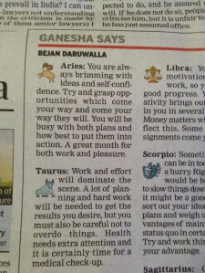 Newspaper from the hospital. I'm a Taurus. Seriously.